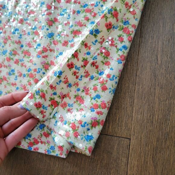 PushBUTTON Sequin Flower Turtleneck size S 4 6 - Picture 10 of 13